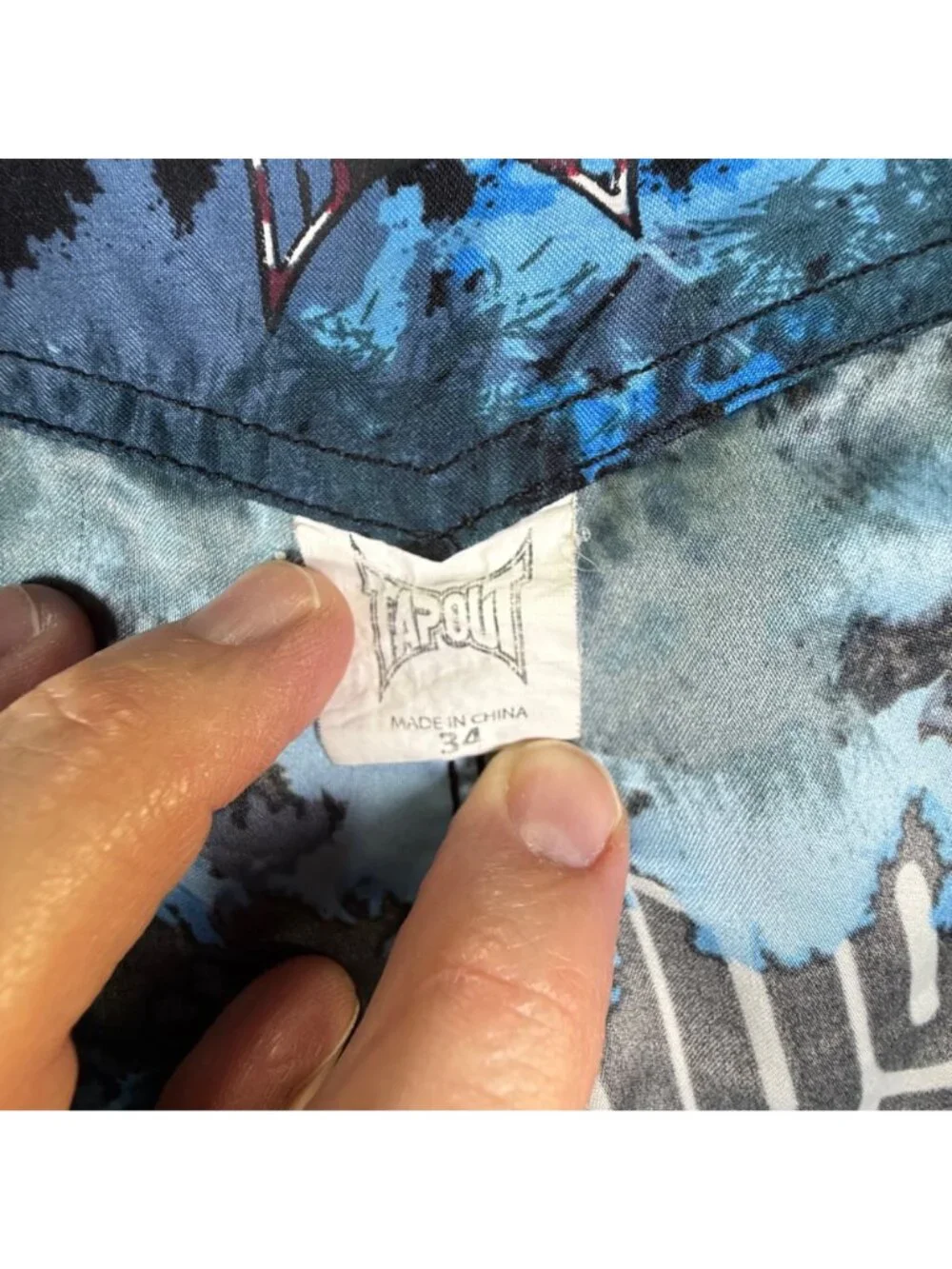 Tapout Men's MMA Fight Shorts Camo Blue Black Gray White  Size 34